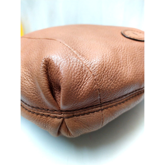 Fossil Brown Pebbled Leather Pocket Crossbody Shoulder Bag - Picture 8 of 12